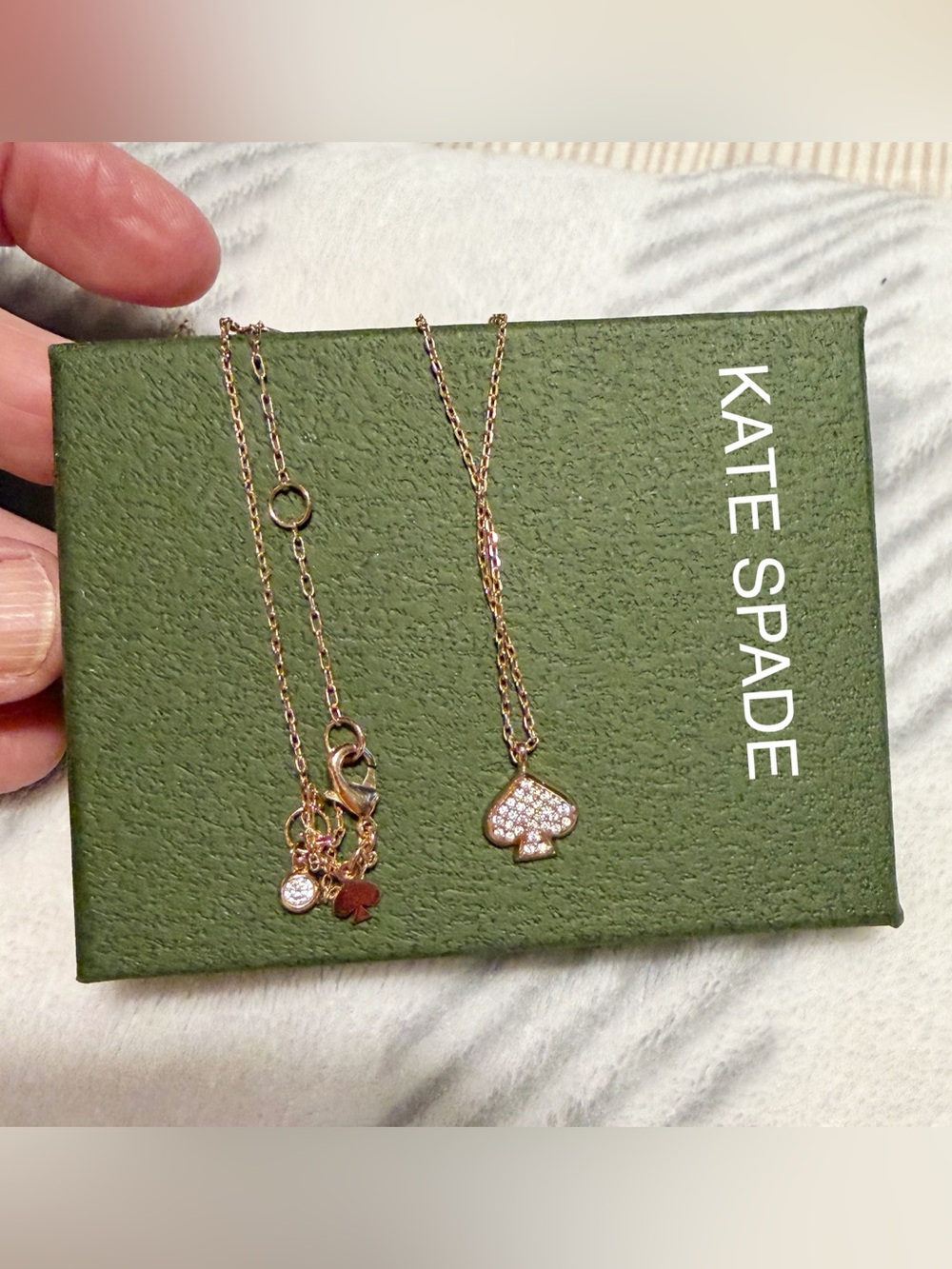 kate spade rose gold crystal mini pave spade pendant necklace